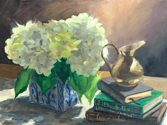 Reading With Hydrangeas